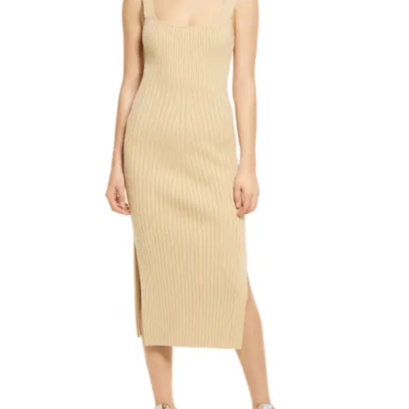 Nordstrom NWOT Wayf Gillian Khaki Ribbed Knit Strap Bodycon Sweater dres… - Picture 10 of 10
